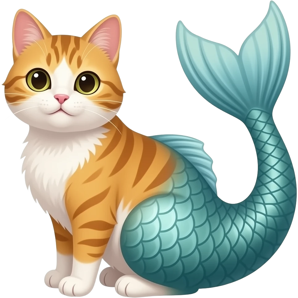 cat with fish tail but tail angle different emoji