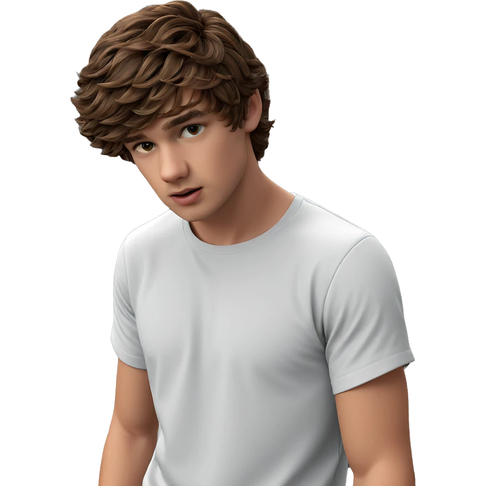 brown haired boy in shirt emoji