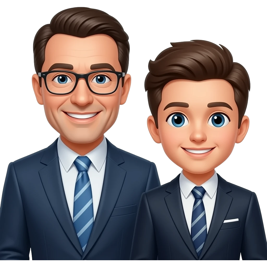 Happy father and youth in suit emoji