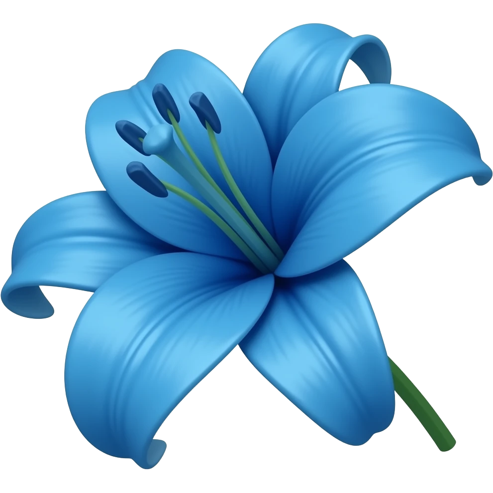 blue lily flower with a long stem emoji