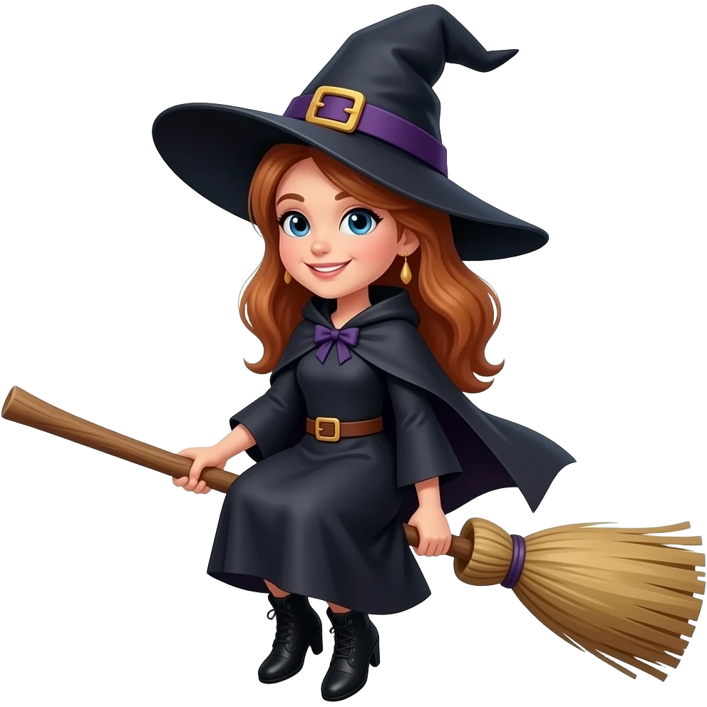 Bruja buena en escoba mujer emoji