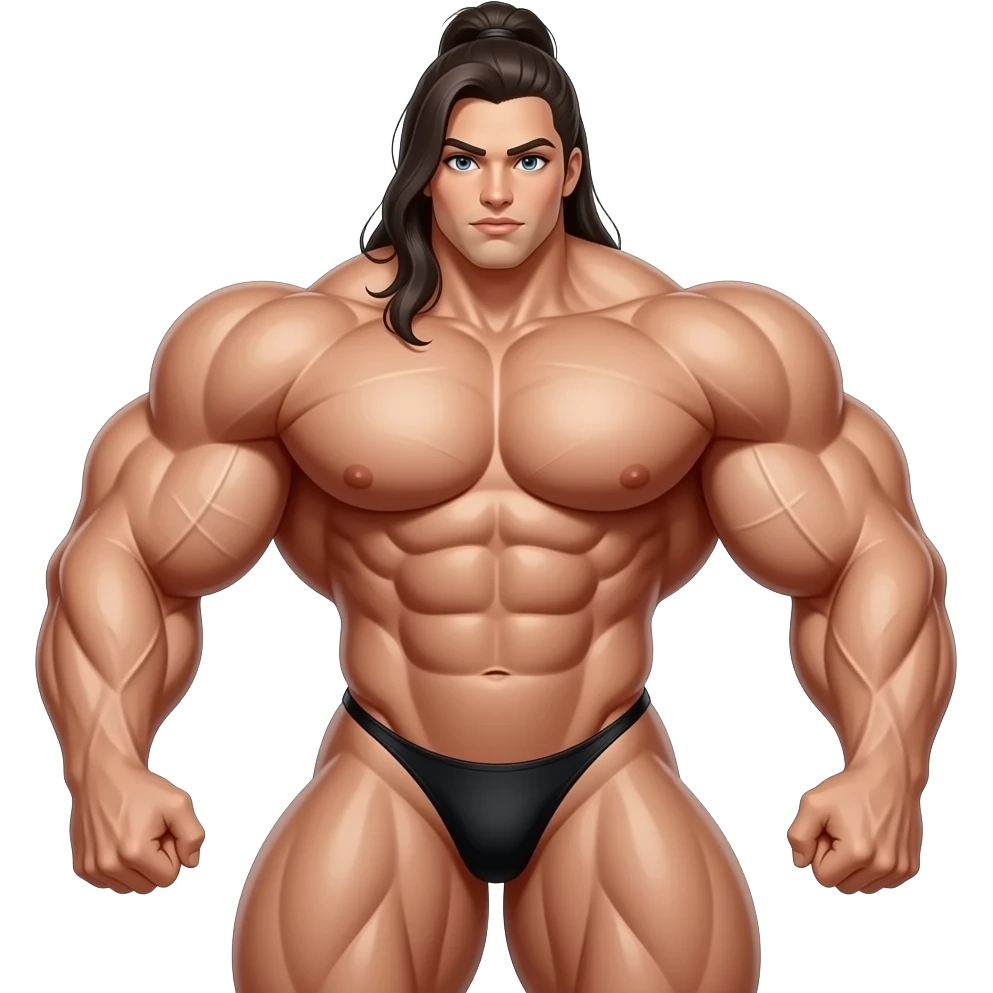 gigantic nude muscular female bodybuilder with massively developed muscles emoji