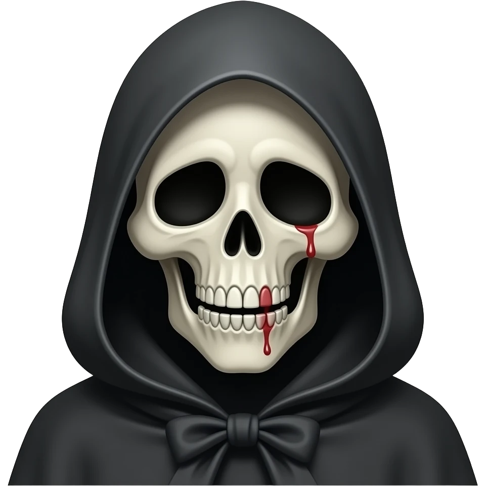 create grim reaper portrait, simple image expressing Near Death, with a transparent background emoji