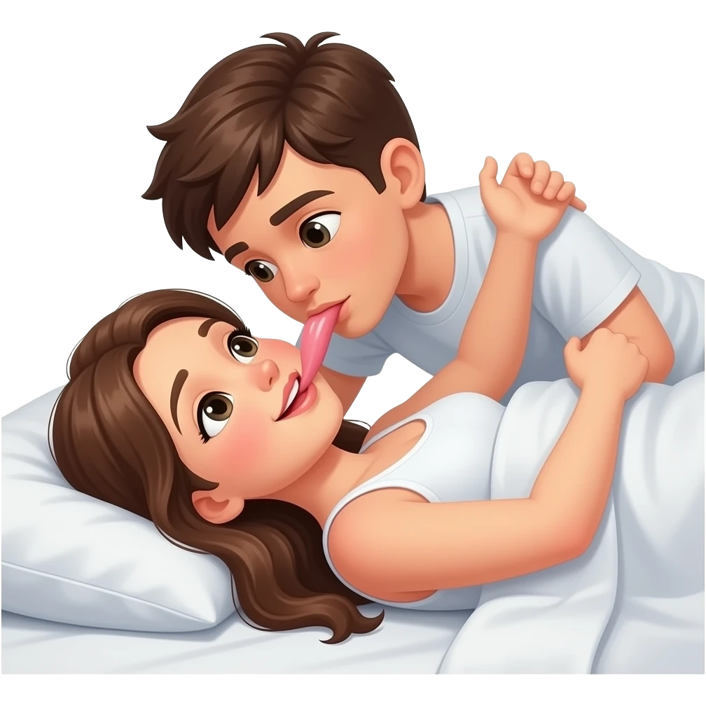 boy licking girls vagina in bed head between her legs and the girl holding his head emoji