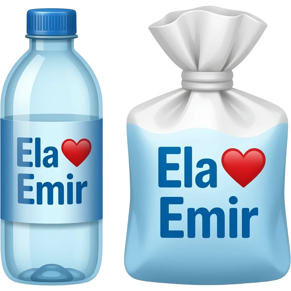 Bana bi tane su şişesi ve dondur ma yapar mısın ikisininde üstünde Ela ♡ Emir yazsın emoji