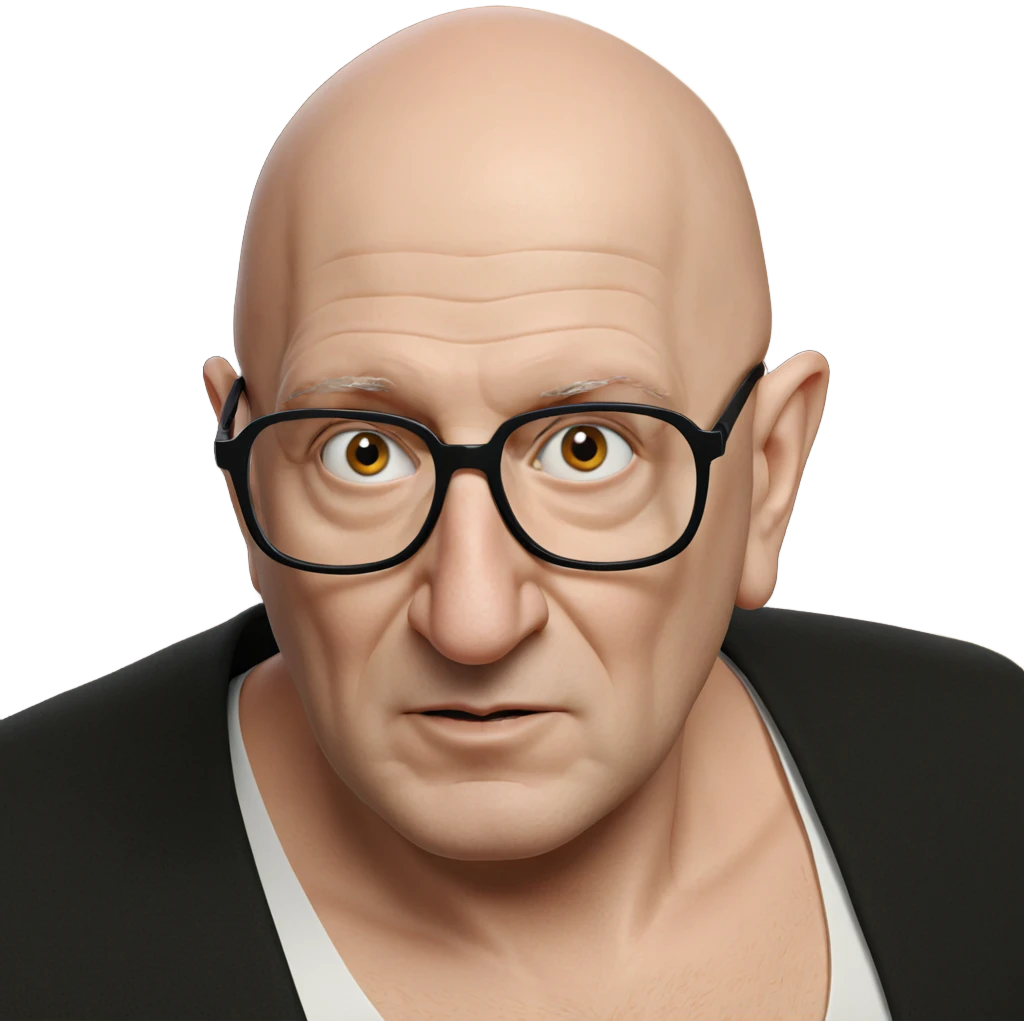 bald elf with glasses portrait emoji