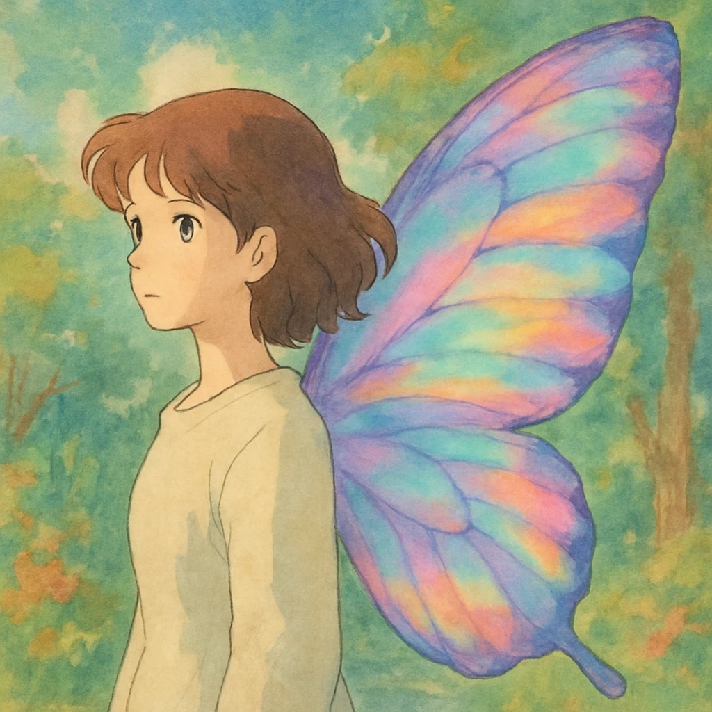 right butterfly wing, ethereal colors emoji