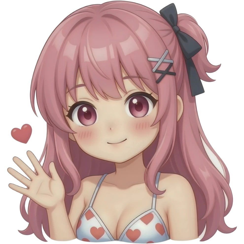 make a anime girl with a heart and blushing and where a bikini and call it "respect" remove the hand from the body and make her lean a bit ruether emoji