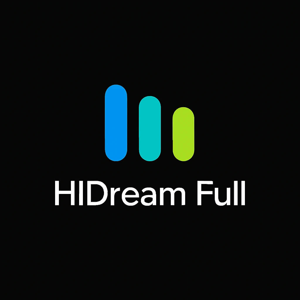 create high dream logo like this with text "HIDream Full", black background  emoji