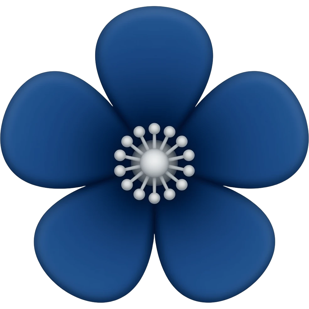 The flower would be the darkest shade of blue colour emoji