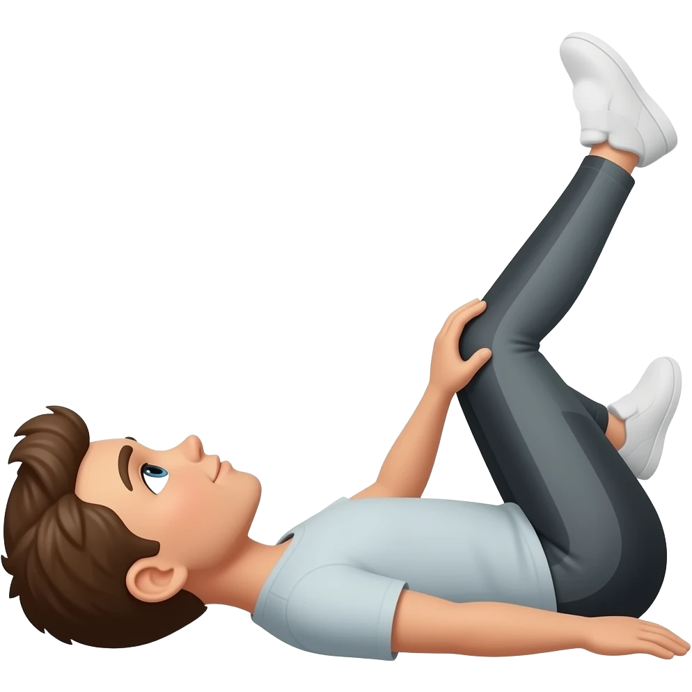 one knee up 90 degree in the knee, lying on back. from side emoji