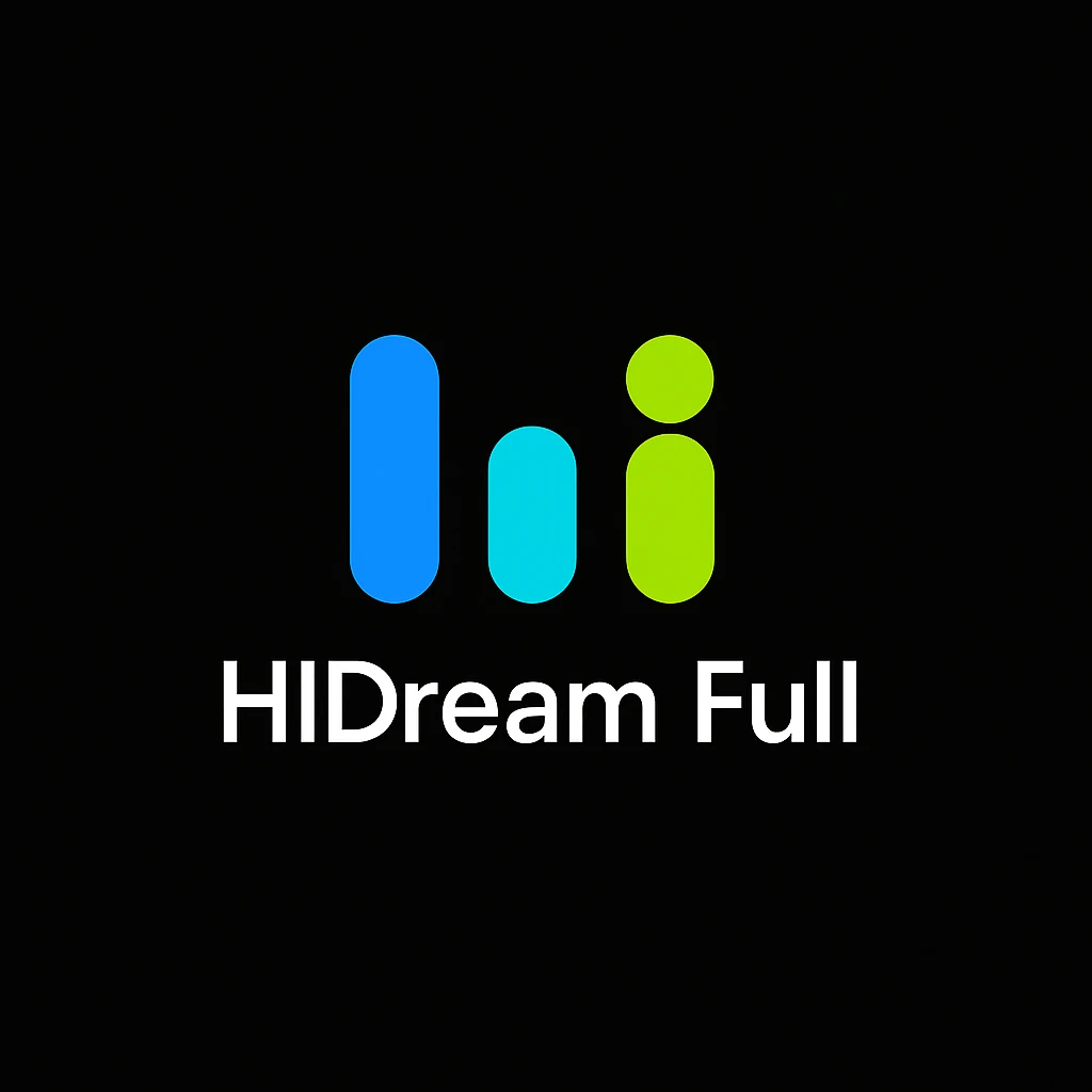 create high dream logo like this with text "HIDream Full", black background  emoji