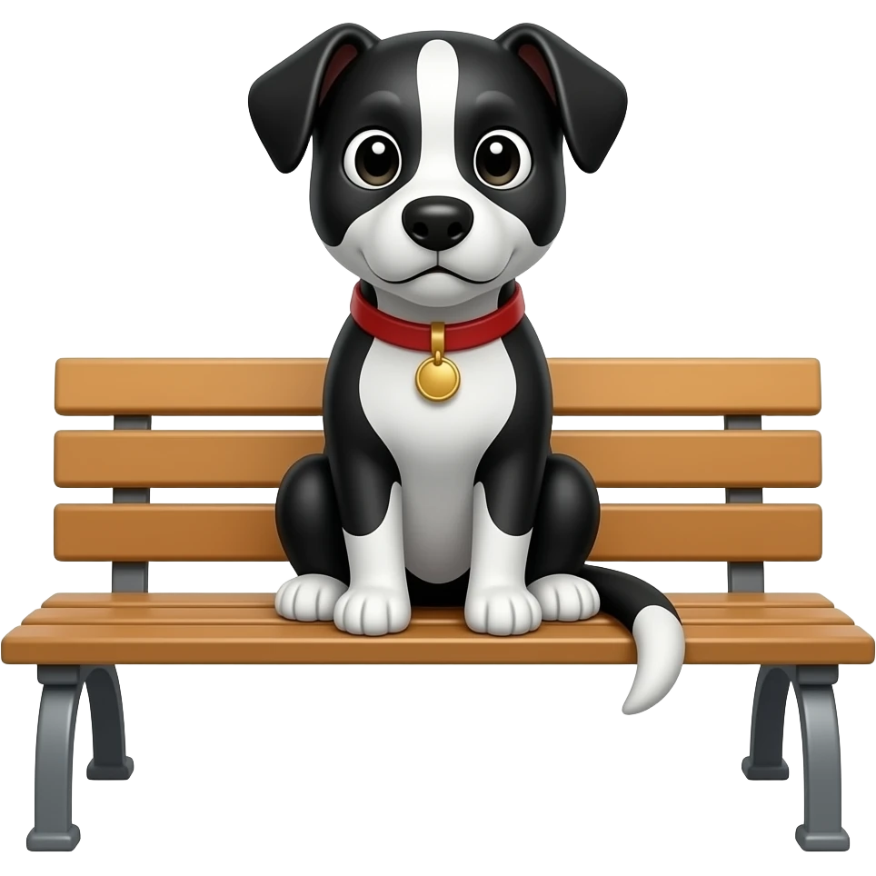 чёрно-белый пёс сидитна скамейке как человек ак emoji