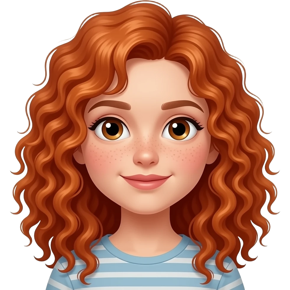 girl yellow skin, red curly hair & freckles emoji
