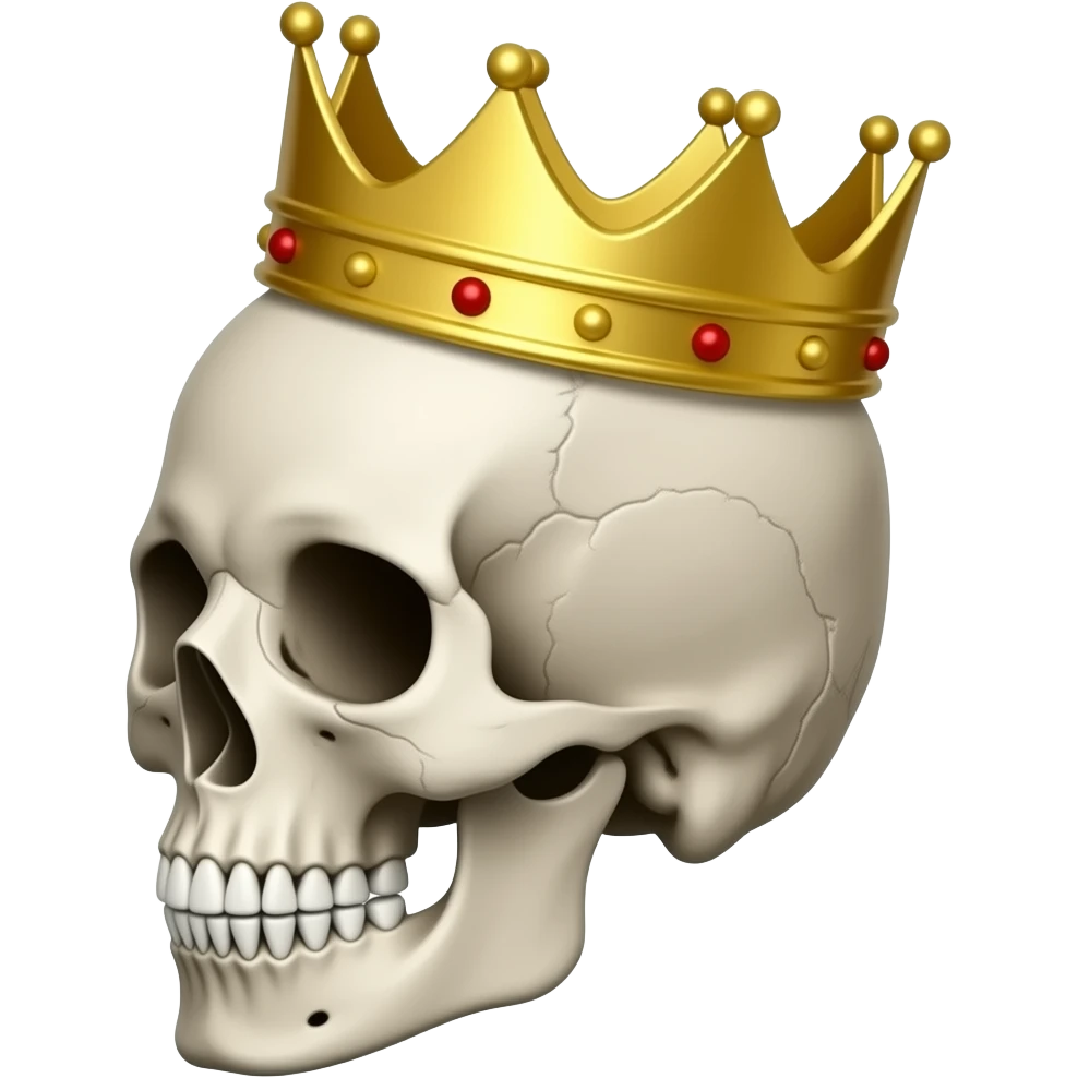Calavera con corona de lado viendo de frente emoji