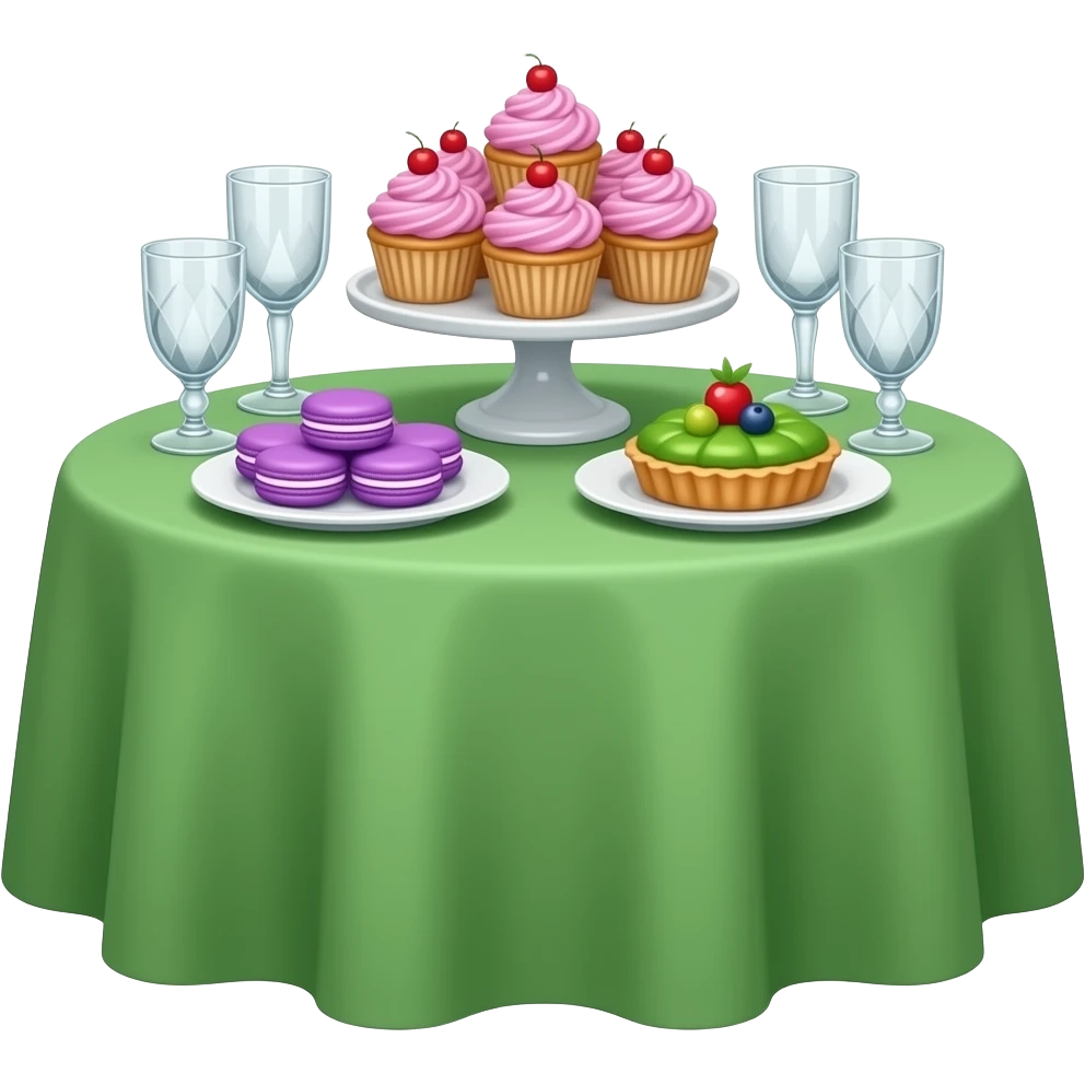 green purple Dessert table setup, transparent background inspired by barbie colour pallete emoji