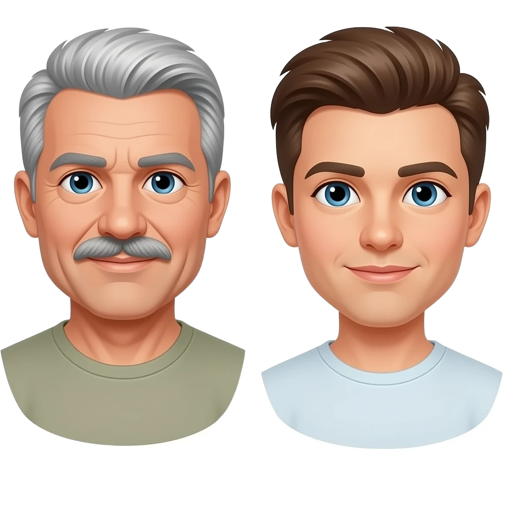 Older Gay Daddy with Moustache and Twink emoji