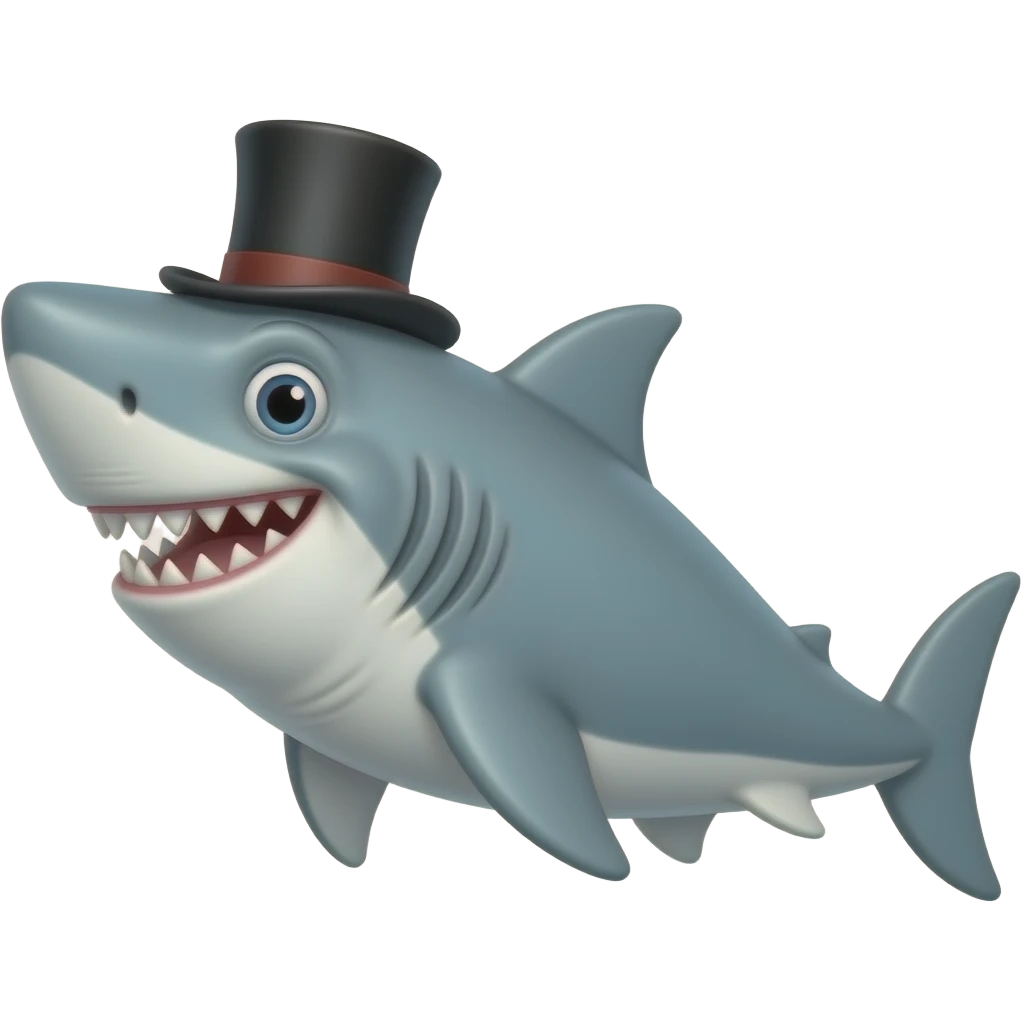 Shark with a top hat emoji