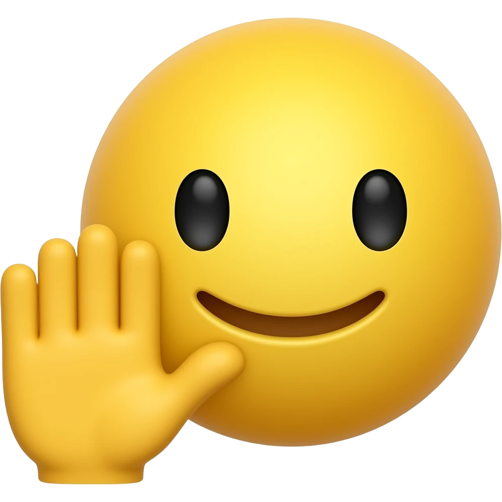 yellow face emoji with a hand and face that looks like yessss emoji