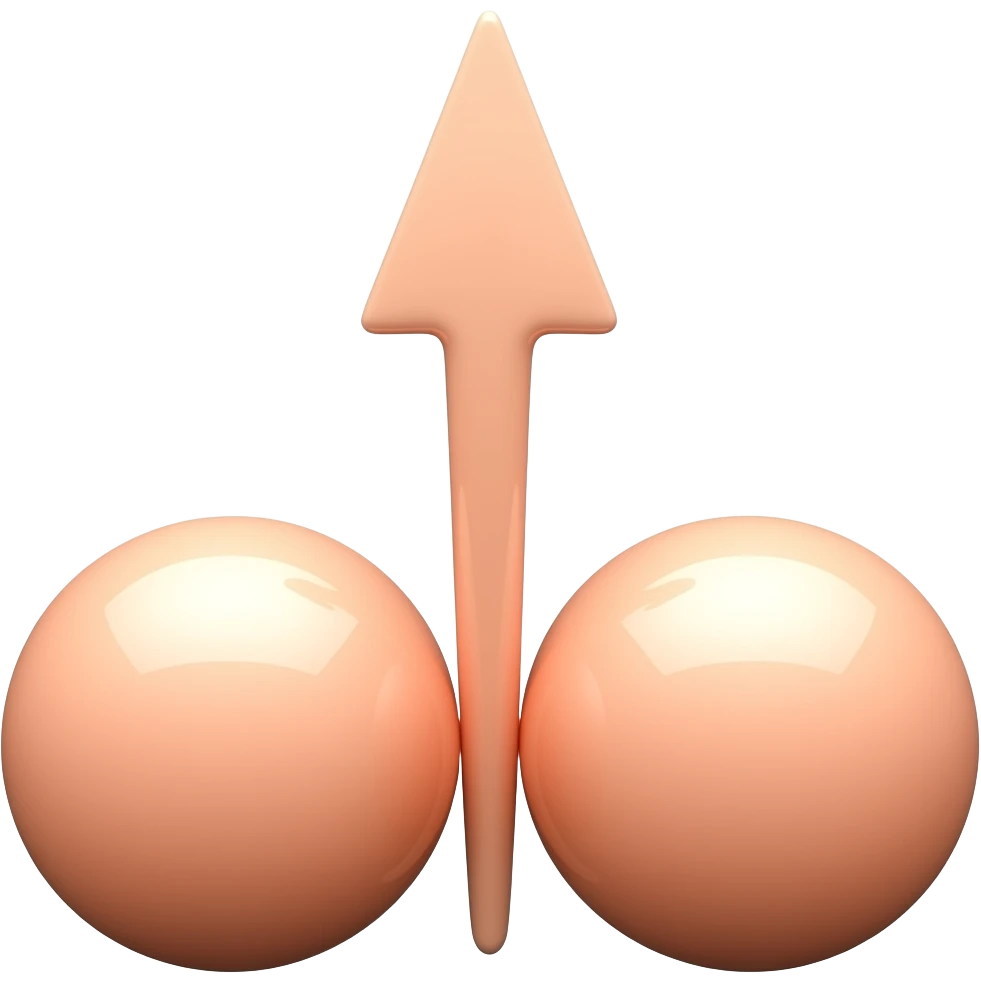 two peach balls with a long peach stick like thing pointing out between vertically emoji