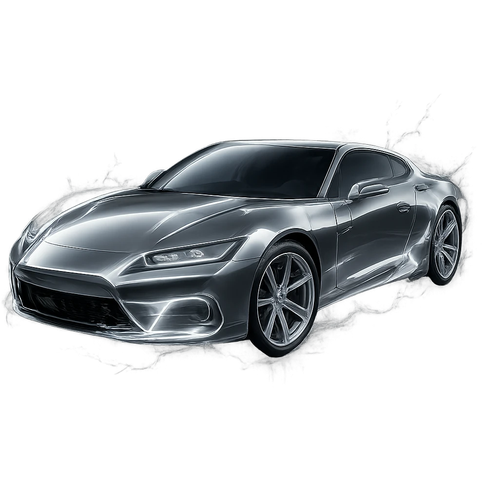chrome style car with glowing power effects emoji