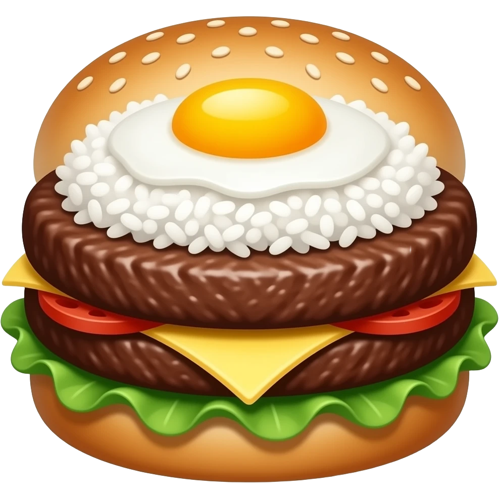hamburg steak with rice and raw egg yolk emoji