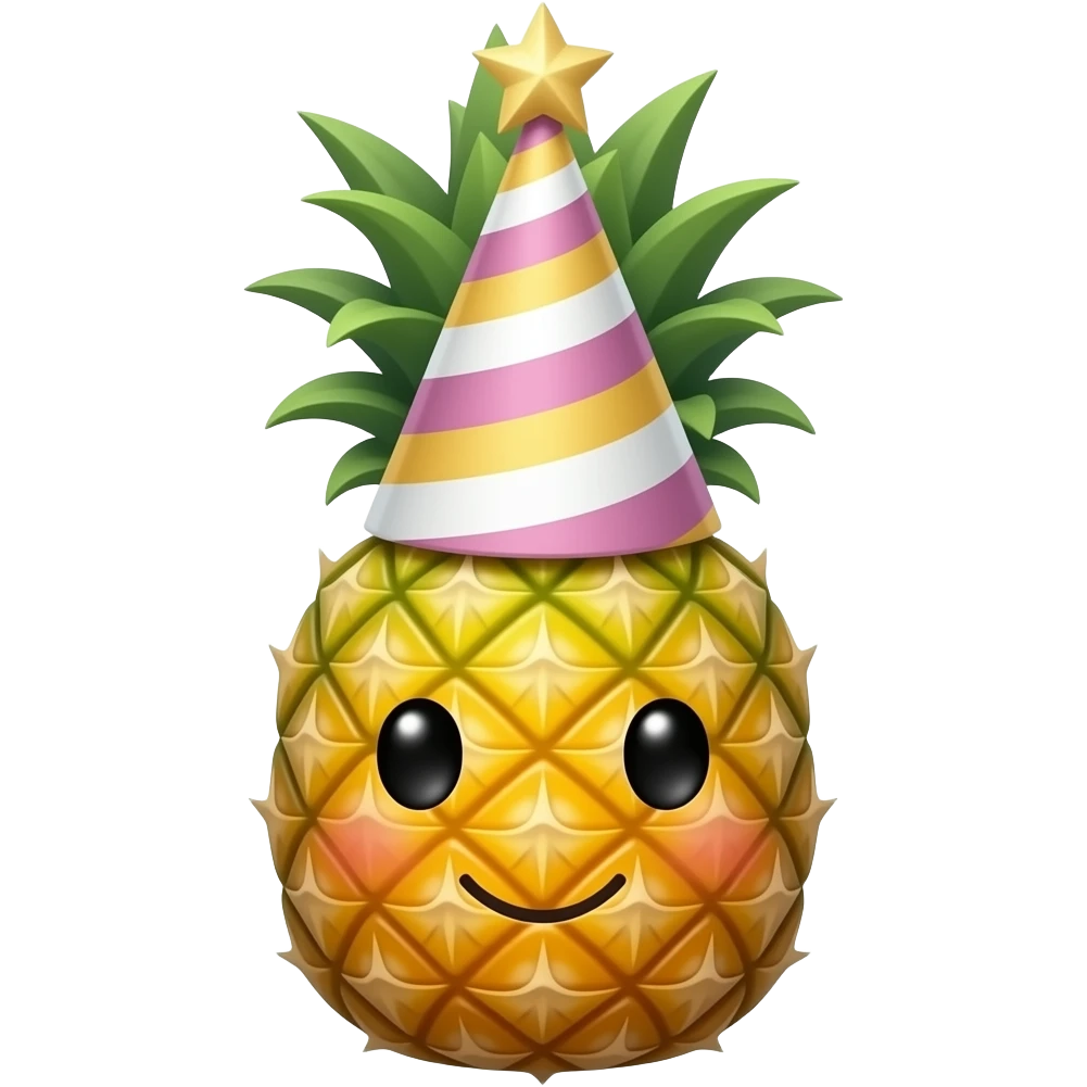 small size pinepple wear big size party hat emoji