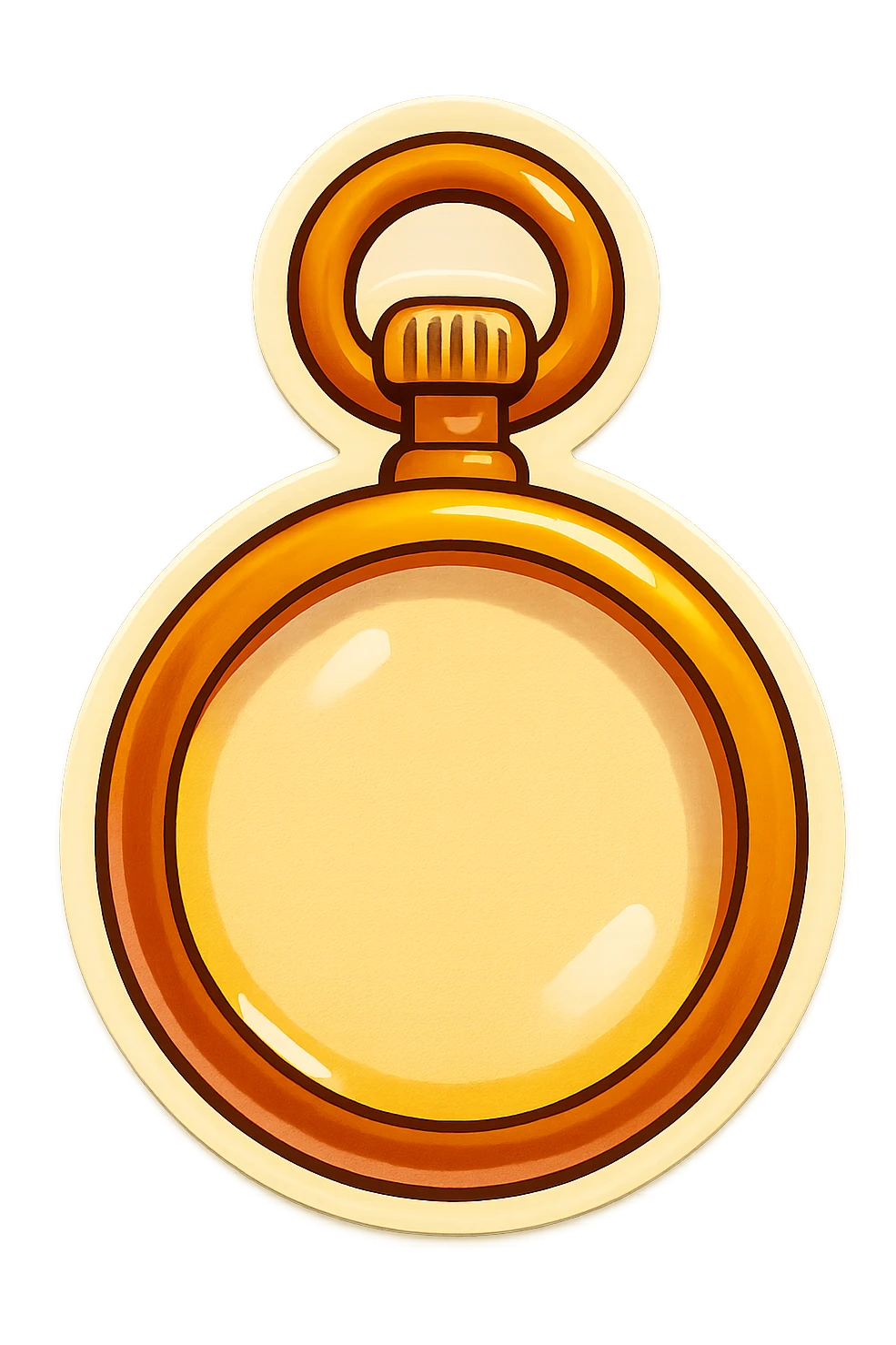 antique pocket watch, empty face, no hands or numbers, retro sticker style emoji