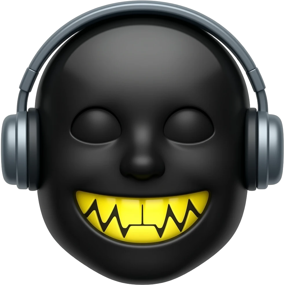 Emojis.com padrão preto com aparelho apagado com os dentes a mostra bem amarelo emoji