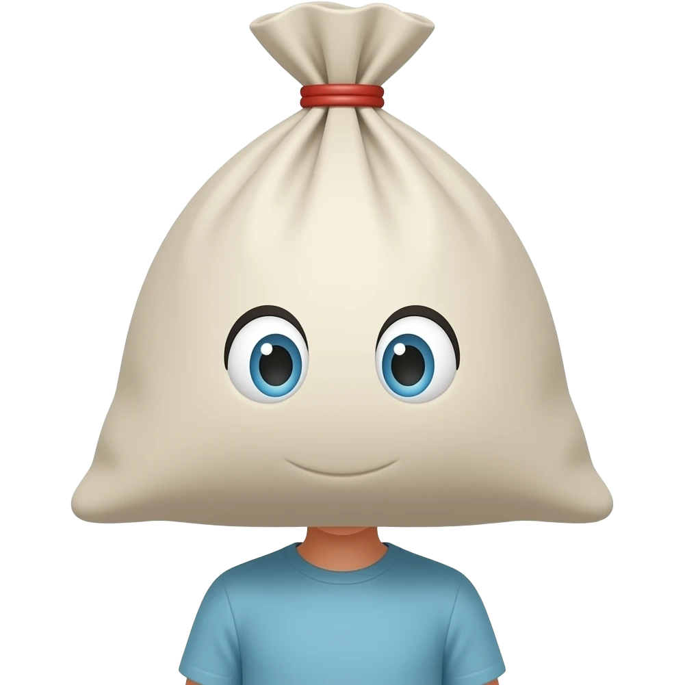 ragazzo con un sacchetto in testa è non si vede la faccia il sacchetto capovolto emoji