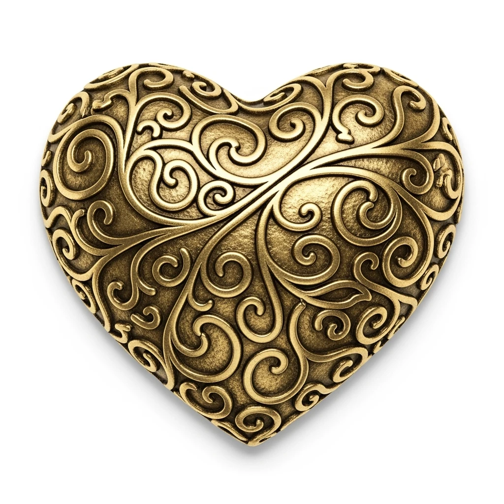 heart with a metallic gold finish, ultra detailed emoji