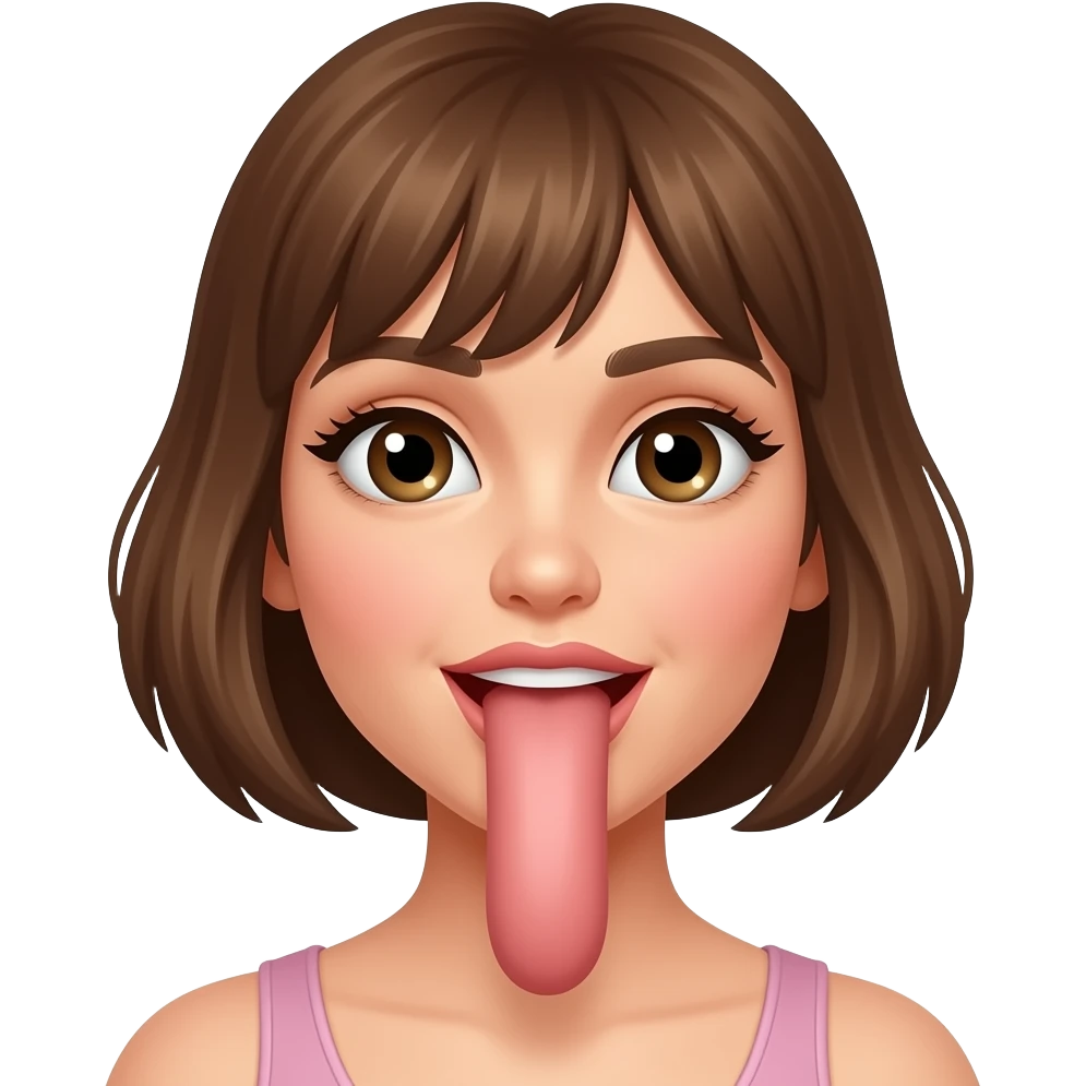 A woman sucking a long penis emoji
