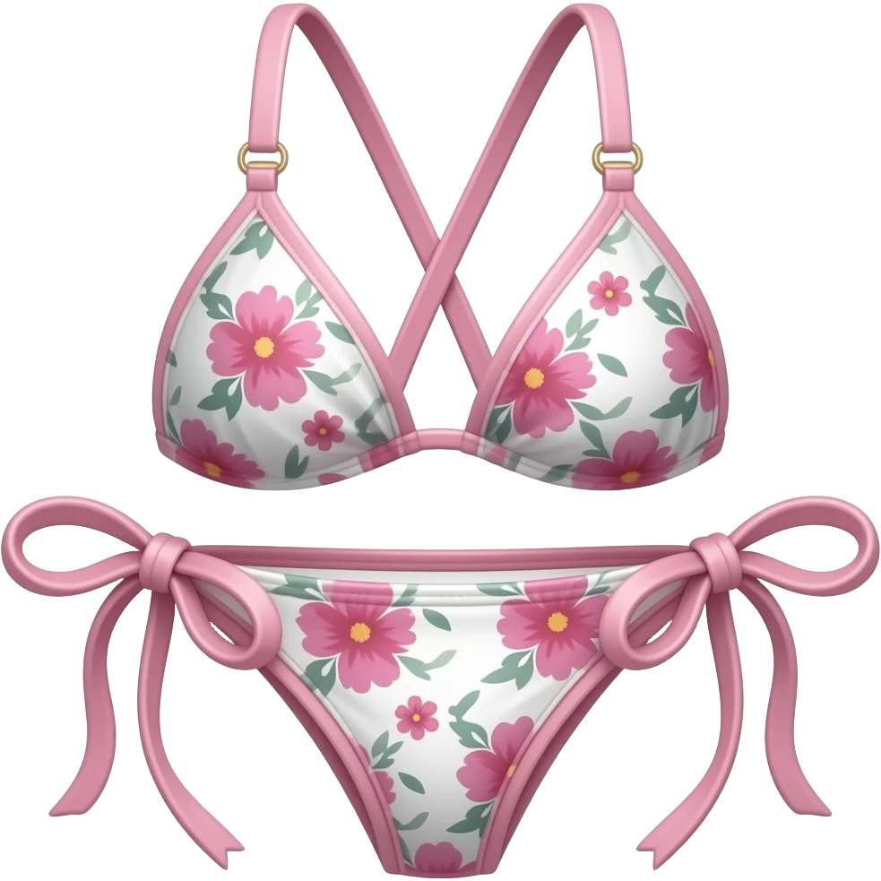 Pink and White floral set Bikini emoji