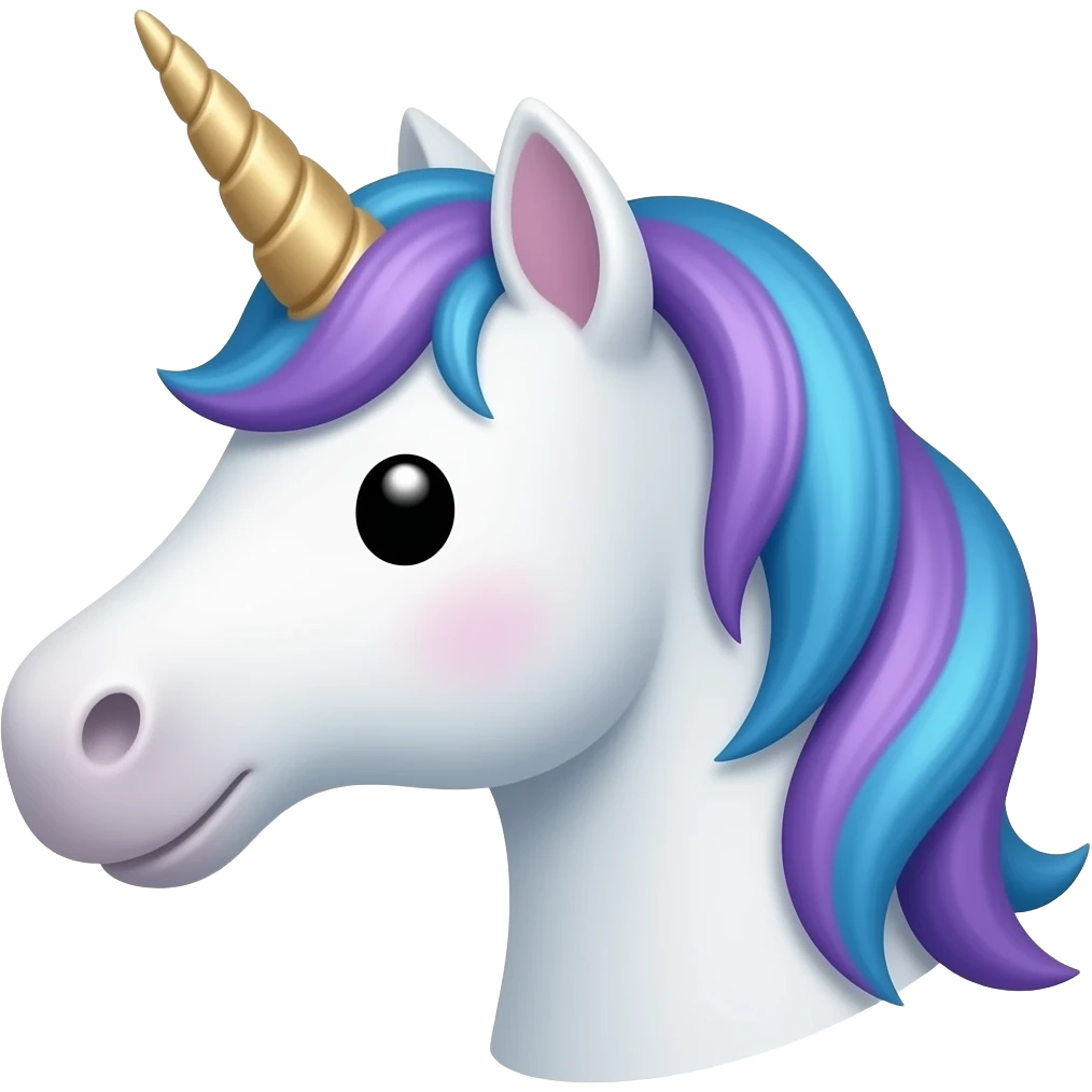 white unicorn head with Blue and purple hair emoji