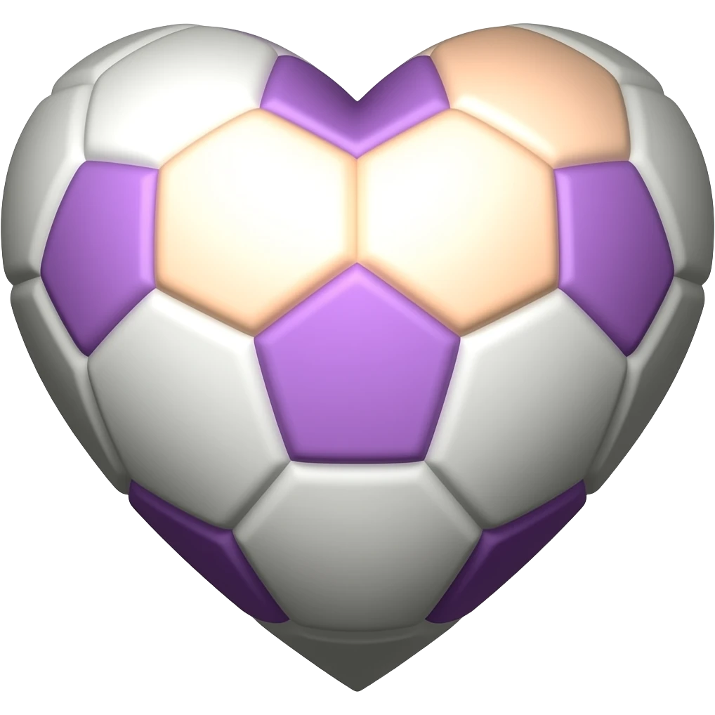 Voglio creare un cuore che ha gli esagoni di un pallone da calcio (tipo questo ⚽️) di colore arancione,viola e bianco emoji