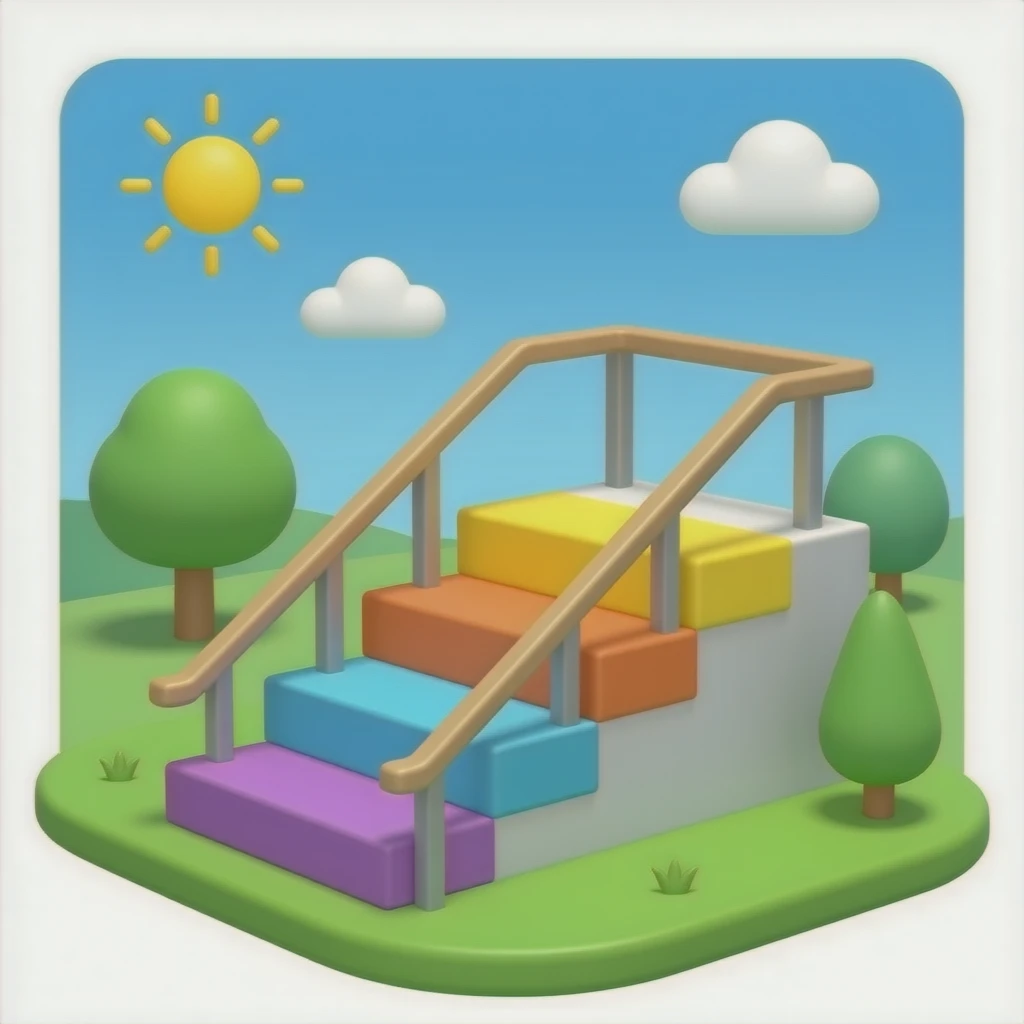 A small staircase with three colourful steps emoji