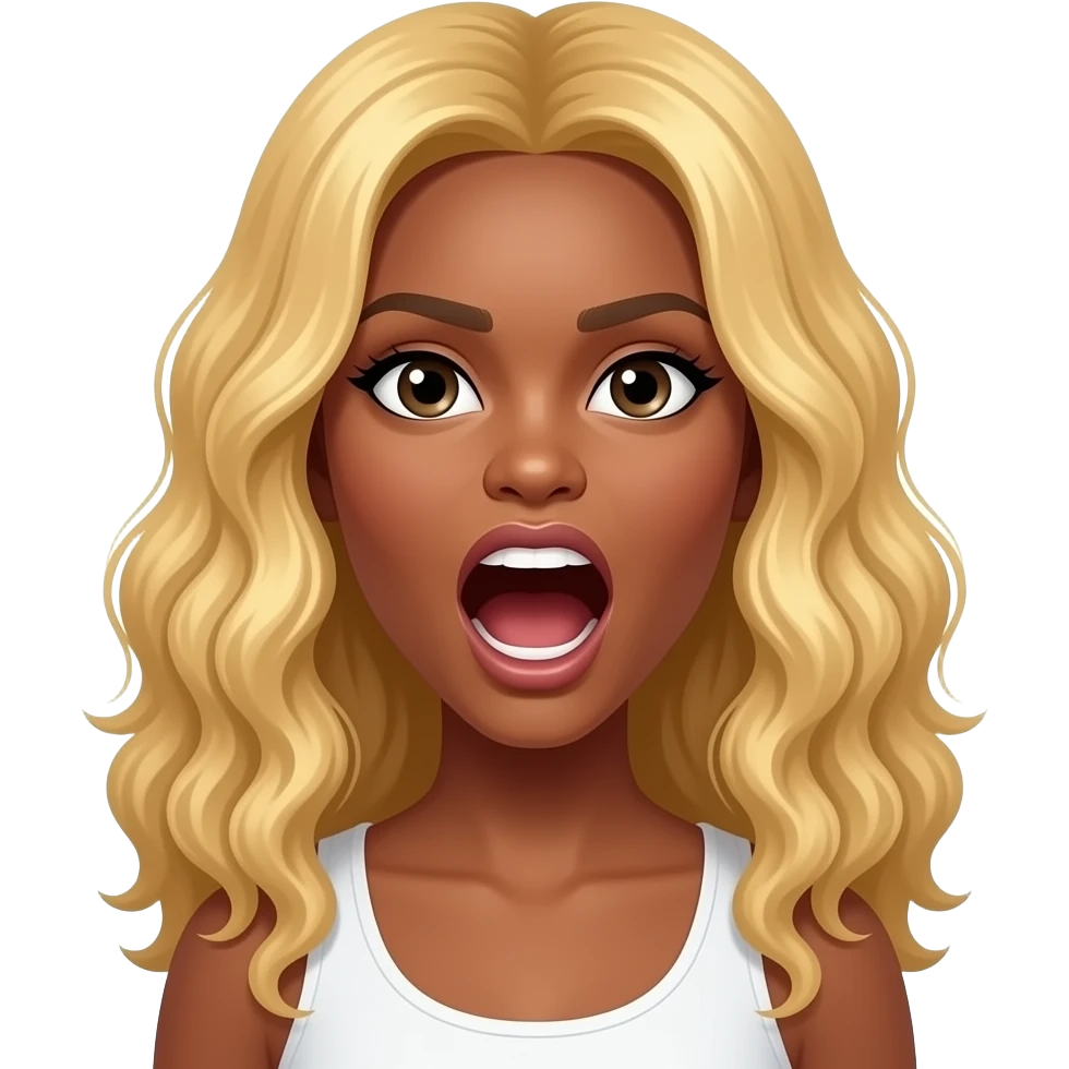 Afida Turner sceaming, she is blond an long hair afro. Skin white emoji