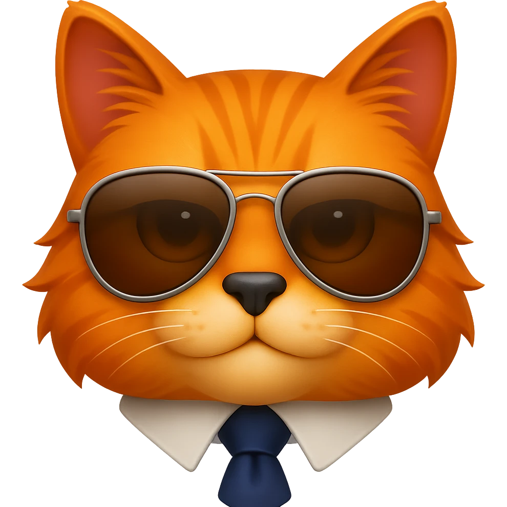 A cat wearing sunglasses and a tie, emoji style emoji