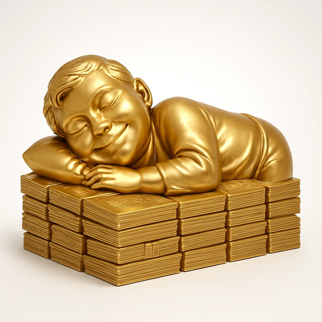 happy person napping on mattress of money emoji