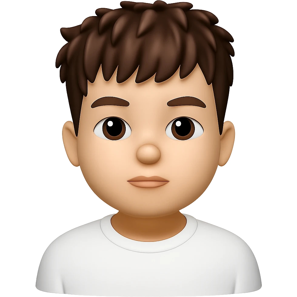 Convert this portrait photo into a 3D emoji in the Apple style, keeping the facial features and hairstyle recognizable, with a smooth, rounded, and expressive emoji look. Remove the background. The style should resemble Apple 3D emojis with a polished and friendly appearance. emoji