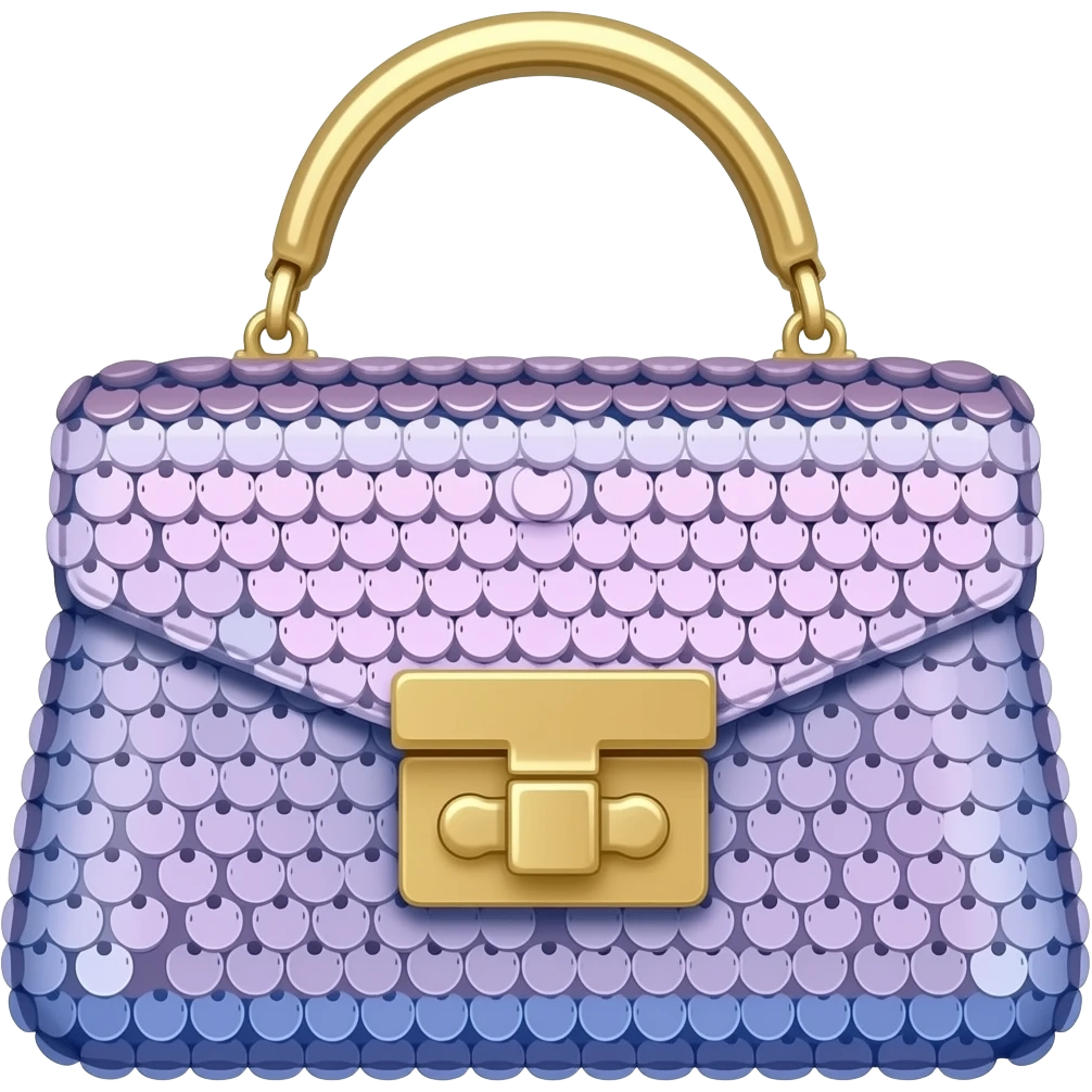 Sequin pink blue gold handbag emoji