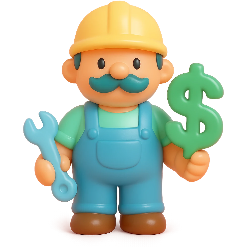 handyman holding a dollar sign emoji
