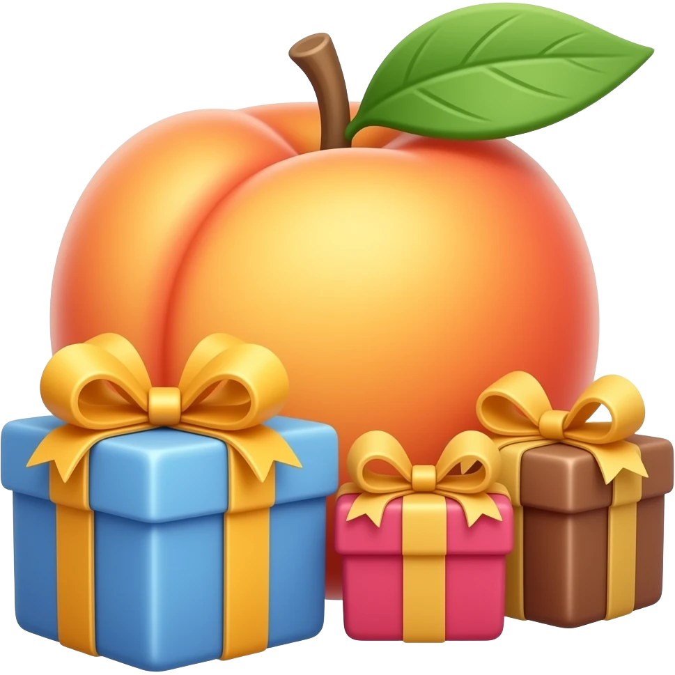 Персик с подарками emoji