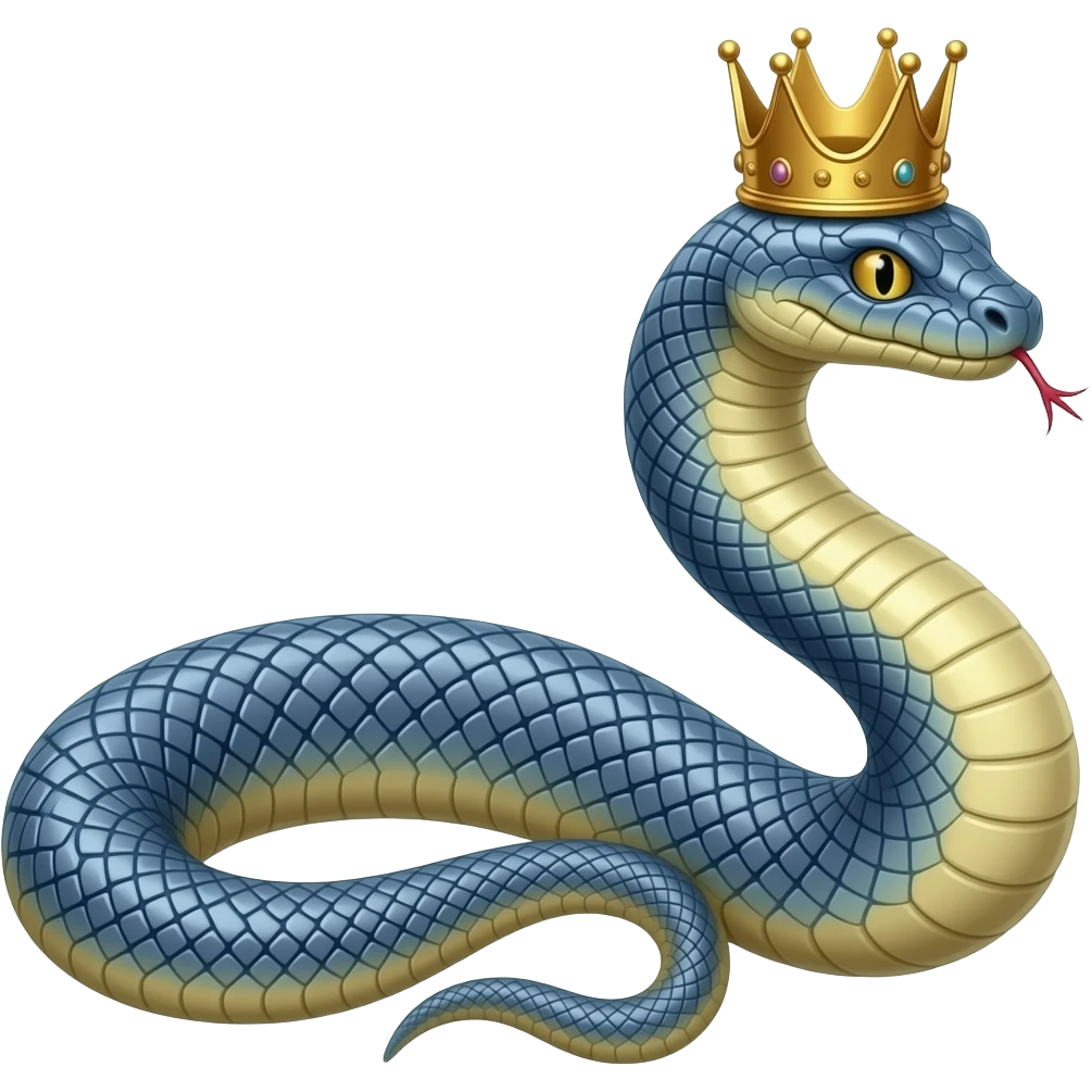 full body Shesha Naga emoji facing towords right side with gold crone emoji