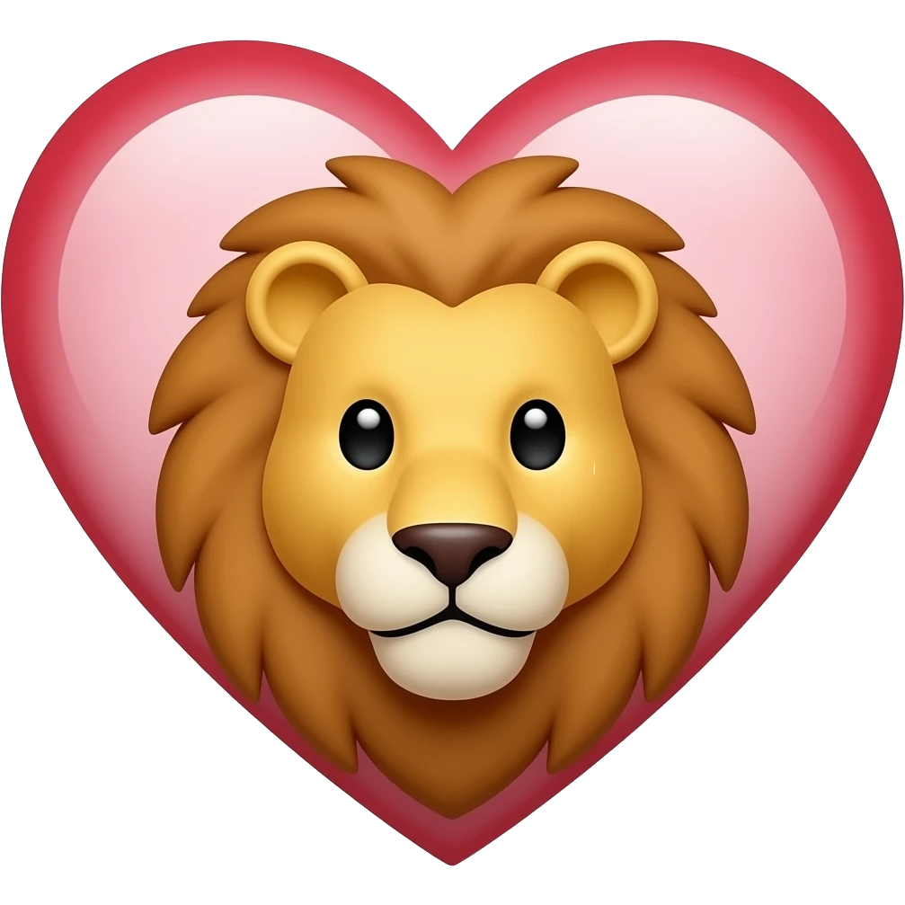 Cara León dentro de corazón emoji
