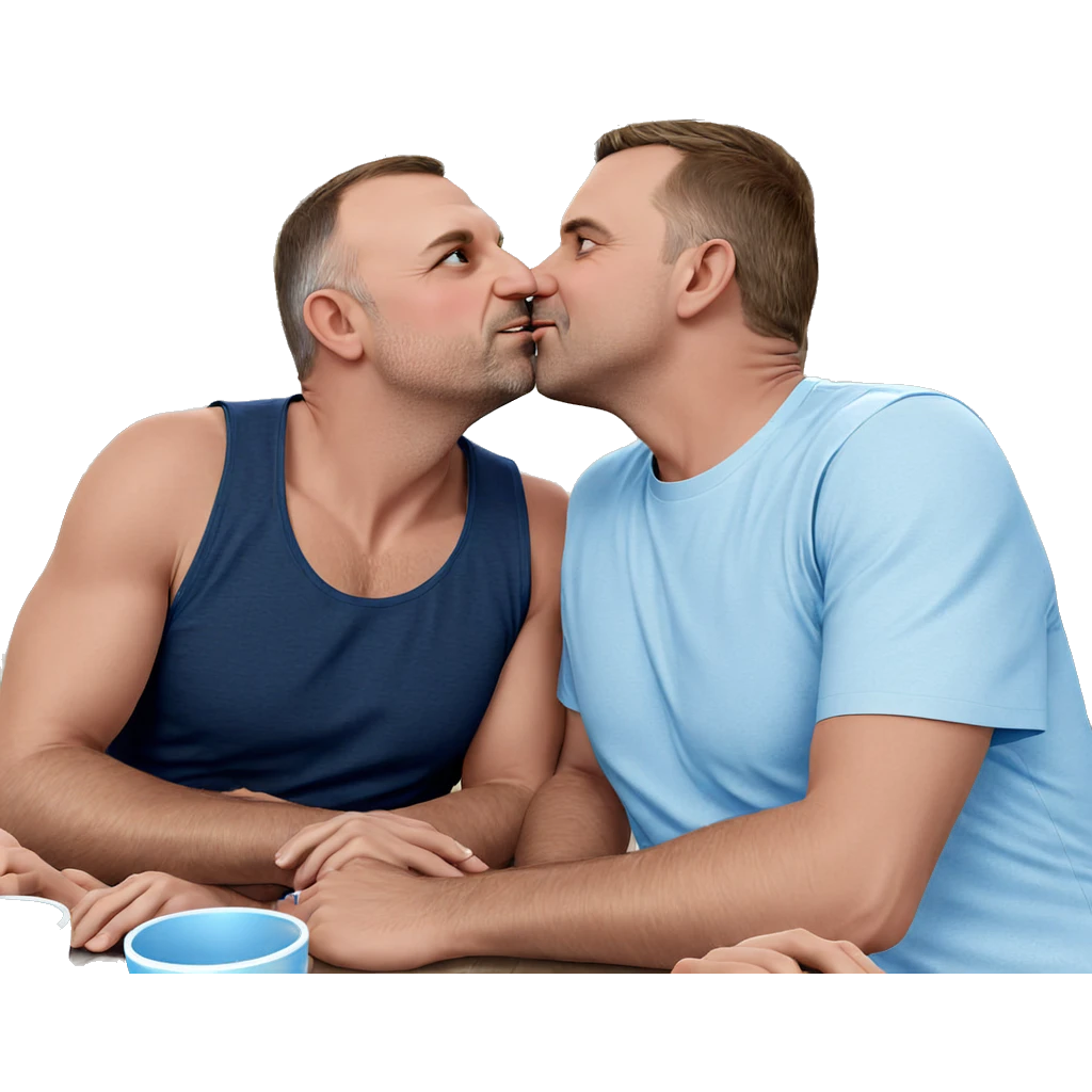 couple kissing under blue sky emoji