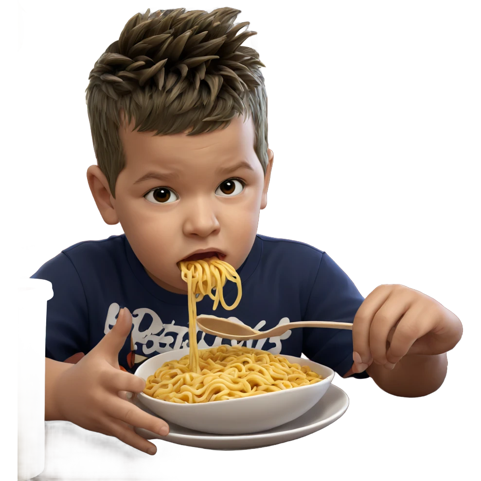 boy enjoying ramen noodles emoji