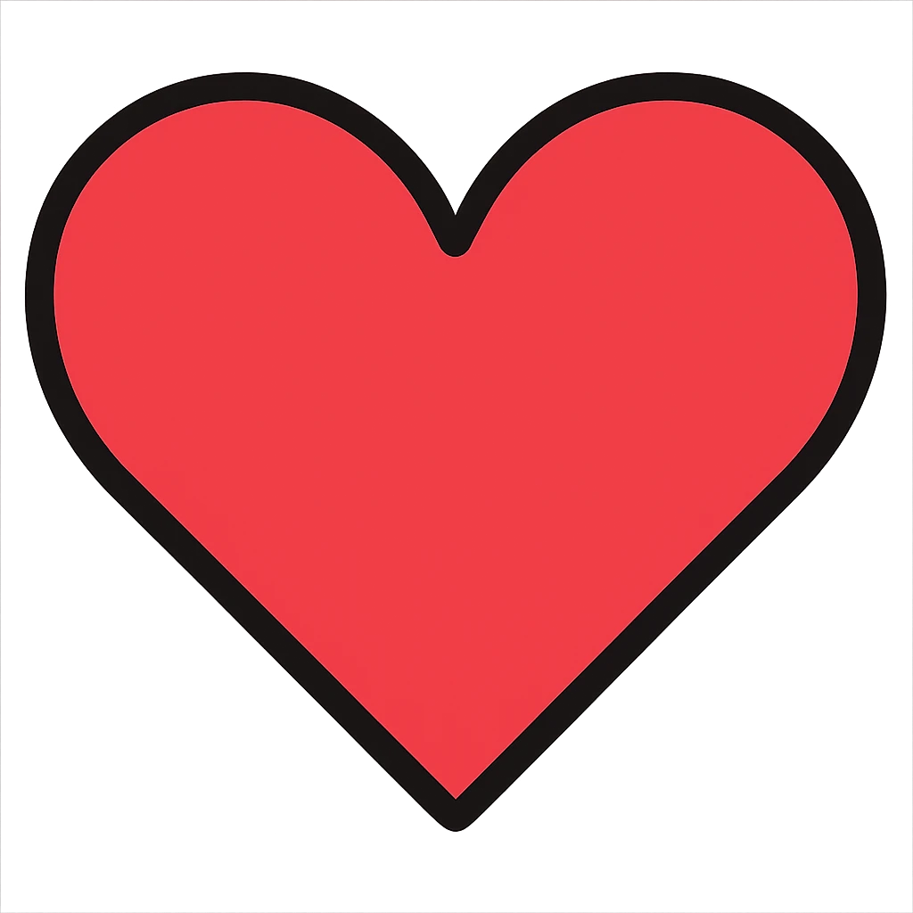 Make this red heart icon much larger, keeping the modern lineal color icon style with black outlines and transparent background. emoji