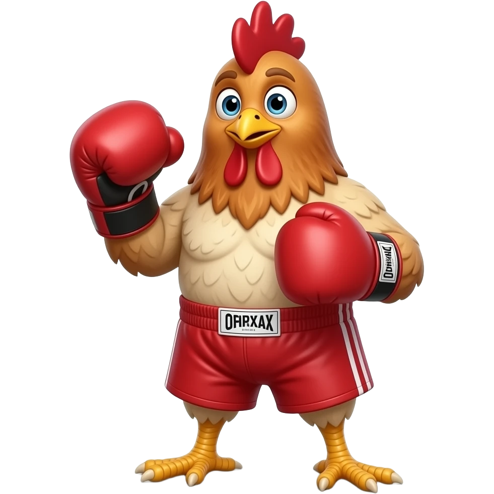 Chicken with red boxing gloves and shorts emoji