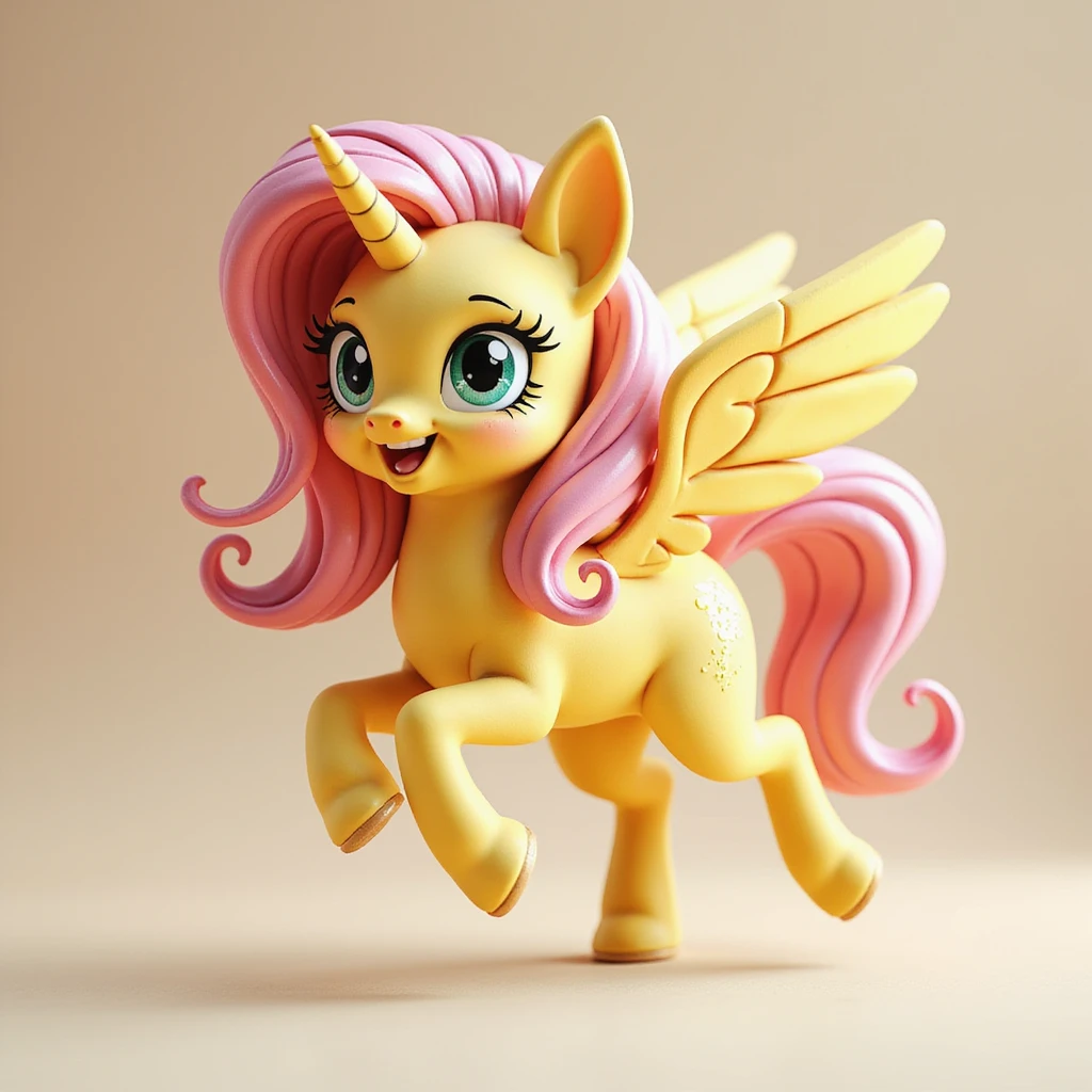 Fluttershy in a realistic style, dancing joyfully, transparent background emoji